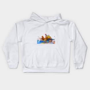 whitewater rafting-watercolor Kids Hoodie